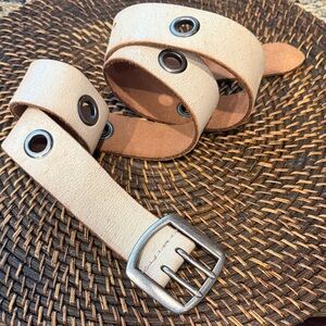 Tan Leather Belt with Silver Buckle